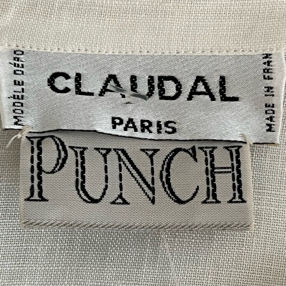 Claudio of Paris Punch Women’s Ivory Linen Blouse Crochet Detail Fr Size 1 - Picture 11 of 16